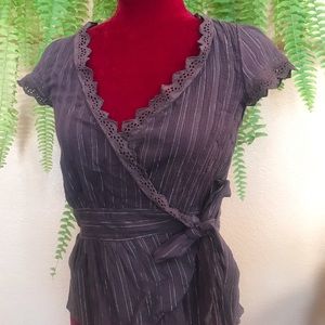 Cotton brown and gold top with side tie